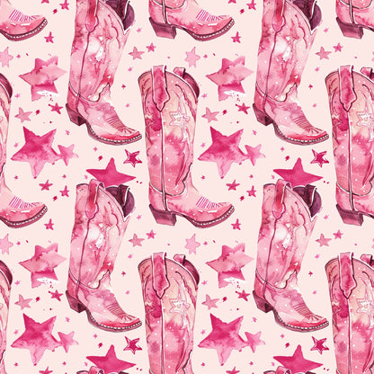 Pink Cowboy Boots Pattern 18 Quilting Cotton Fabric