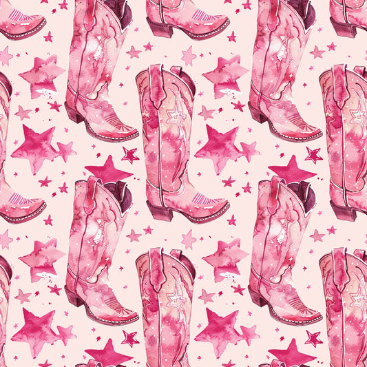 Pink Cowboy Boots Pattern 18 Quilting Cotton Fabric