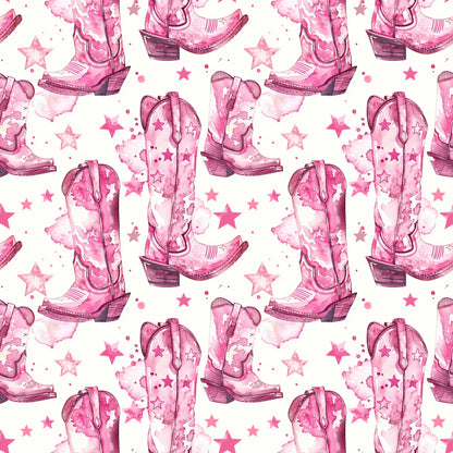 Pink Cowboy Boots Pattern 2 Quilting Cotton Fabric