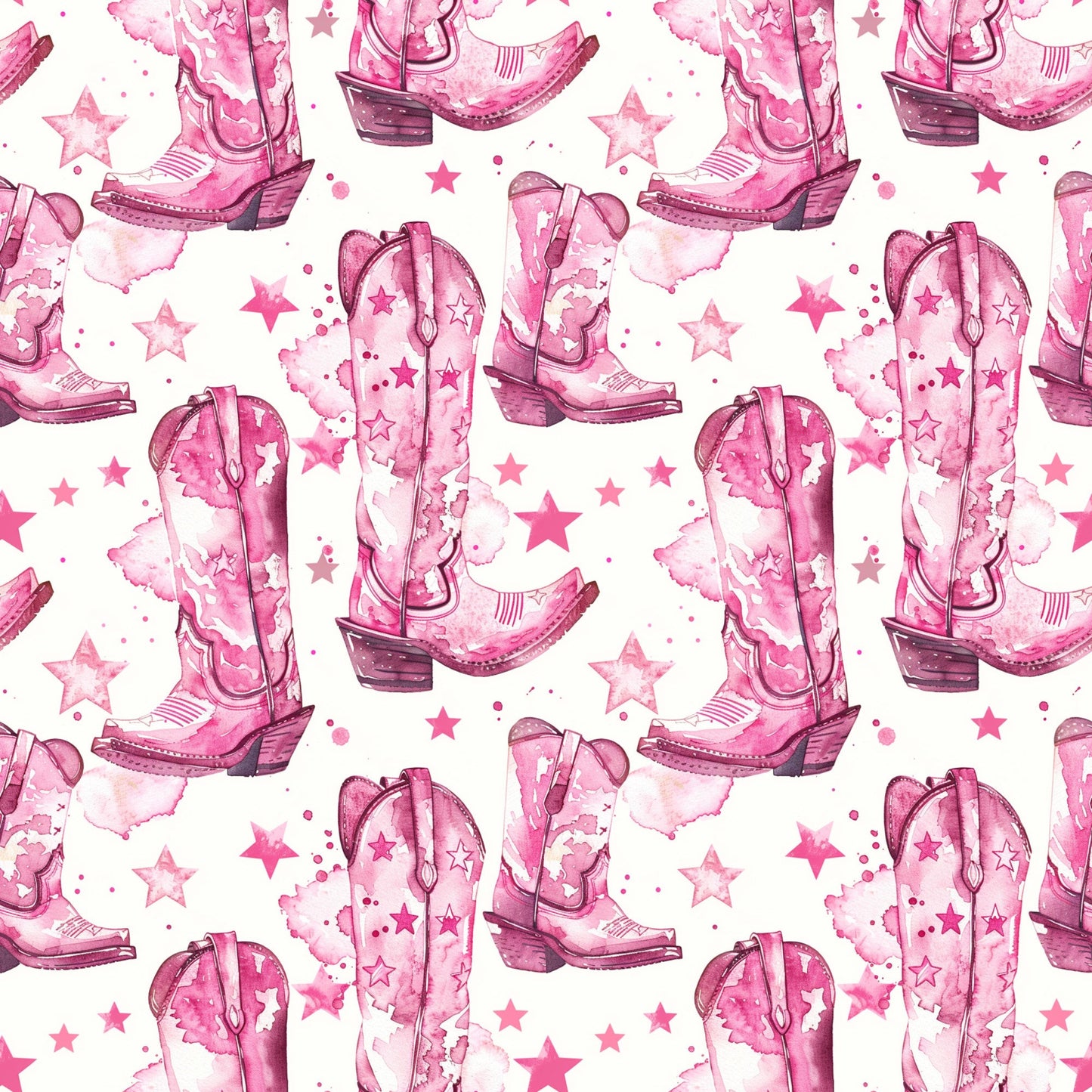 Pink Cowboy Boots Pattern 2 Quilting Cotton Fabric