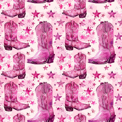 Pink Cowboy Boots Pattern 3 Quilting Cotton Fabric
