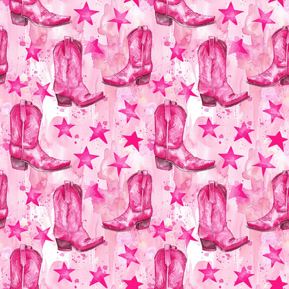 Pink Cowboy Boots Pattern 4 Quilting Cotton Fabric