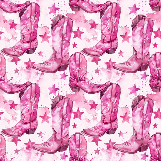 Pink Cowboy Boots Pattern 5 Quilting Cotton Fabric
