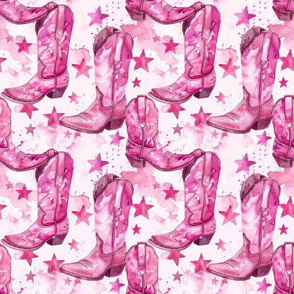 Pink Cowboy Boots Pattern 5 Quilting Cotton Fabric