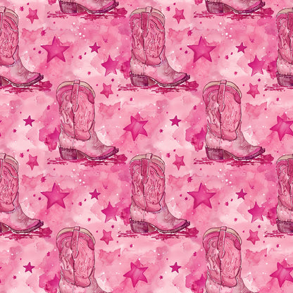 Pink Cowboy Boots Pattern 6 Quilting Cotton Fabric