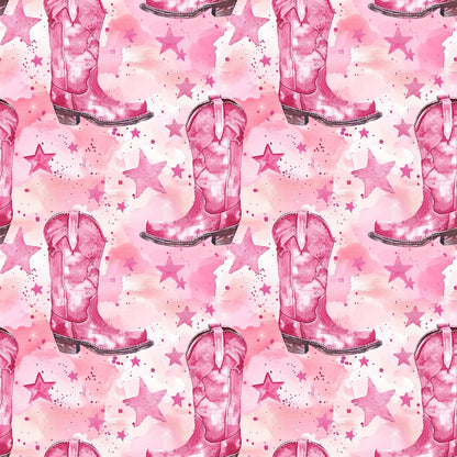 Pink Cowboy Boots Pattern 7 Quilting Cotton Fabric