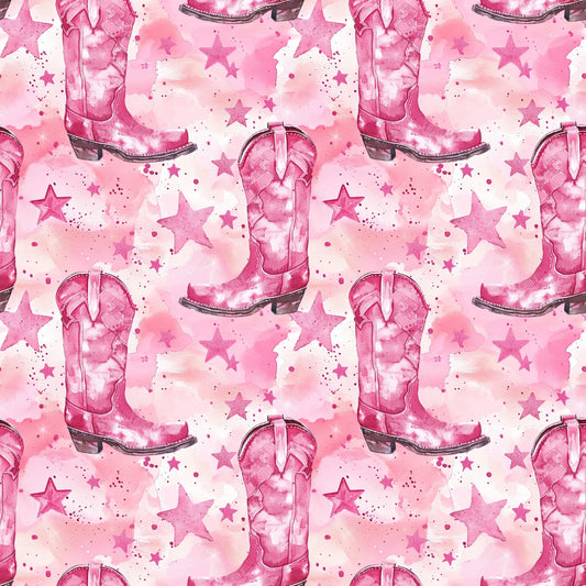 Pink Cowboy Boots Pattern 7 Quilting Cotton Fabric