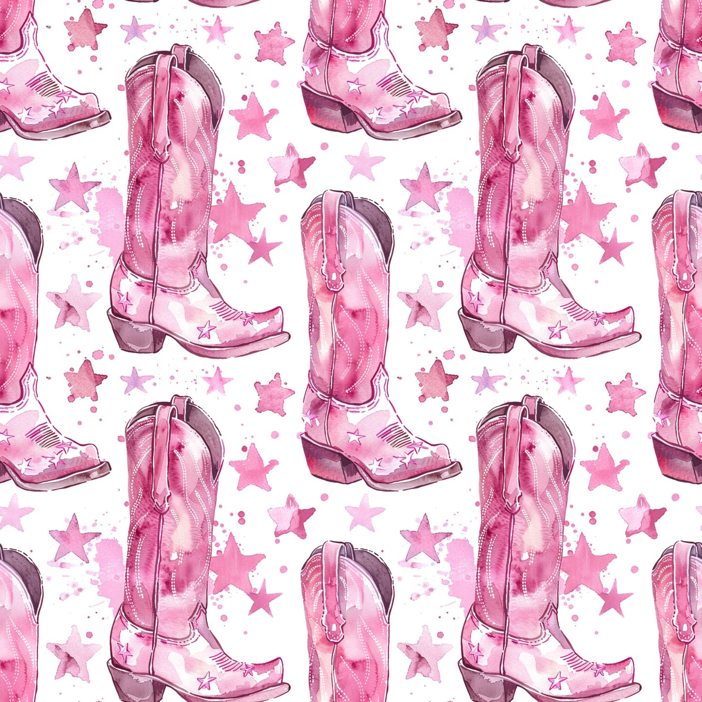 Pink Cowboy Boots Pattern 8 Quilting Cotton Fabric