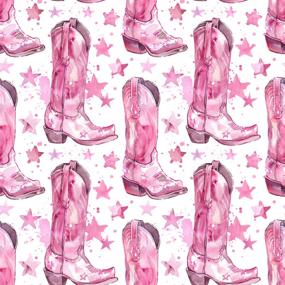 Pink Cowboy Boots Pattern 8 Quilting Cotton Fabric