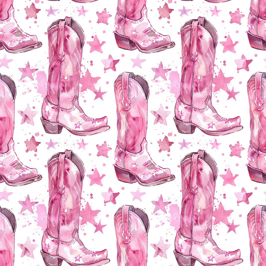 Pink Cowboy Boots Pattern 8 Quilting Cotton Fabric