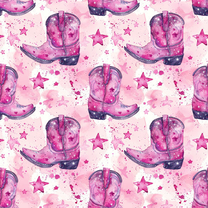 Pink Cowboy Boots Pattern 9 Quilting Cotton Fabric