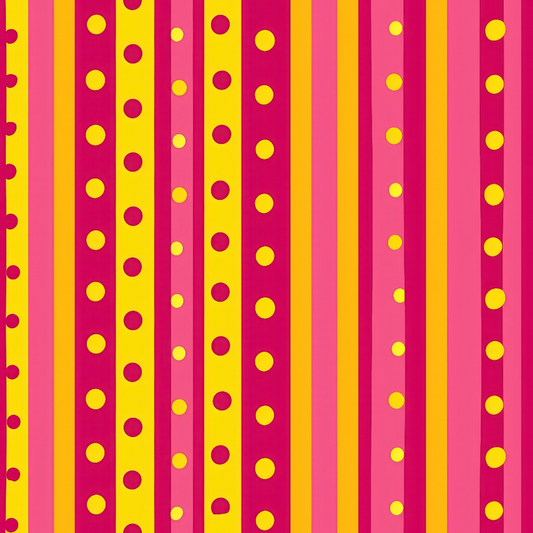 Pink and Yellow Dotted Stripes Pattern 1 Quilting Cotton Fabric