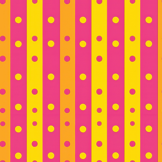 Pink and Yellow Dotted Stripes Pattern 10 Quilting Cotton Fabric