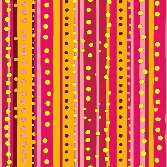 Pink and Yellow Dotted Stripes Pattern 2 Quilting Cotton Fabric