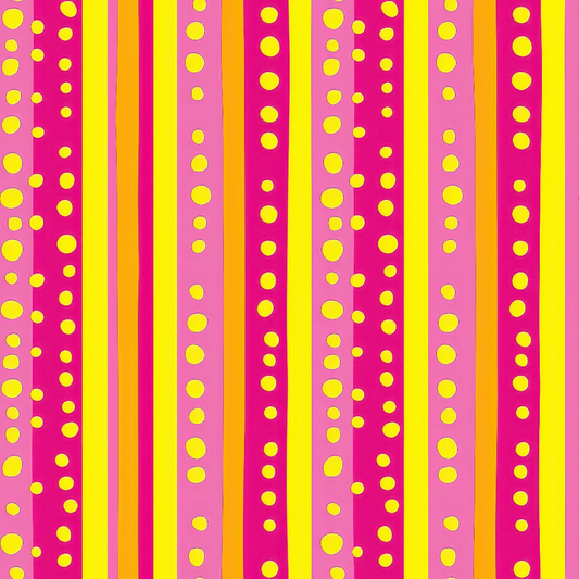 Pink and Yellow Dotted Stripes Pattern 3 Quilting Cotton Fabric