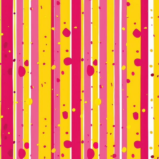 Pink and Yellow Dotted Stripes Pattern 6 Quilting Cotton Fabric