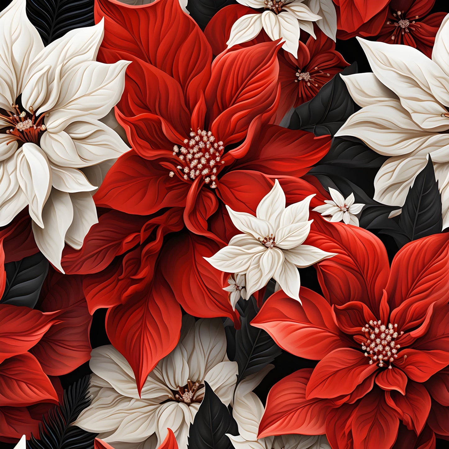 Poinsettia Blooms Pattern 5 Quilting Cotton Fabric