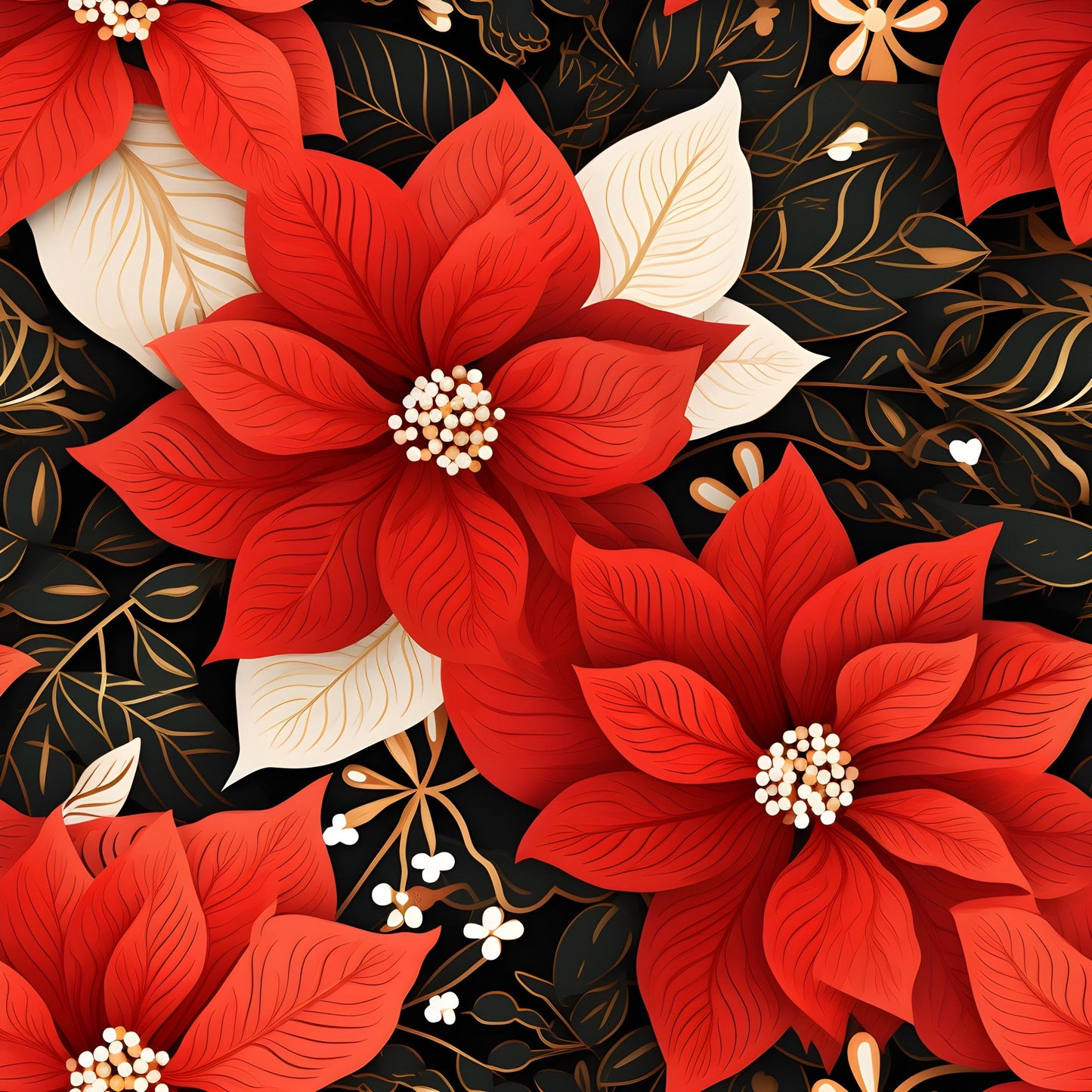 Poinsettia Blooms Pattern 9 Quilting Cotton Fabric