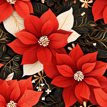 Poinsettia Blooms Pattern 9 Quilting Cotton Fabric