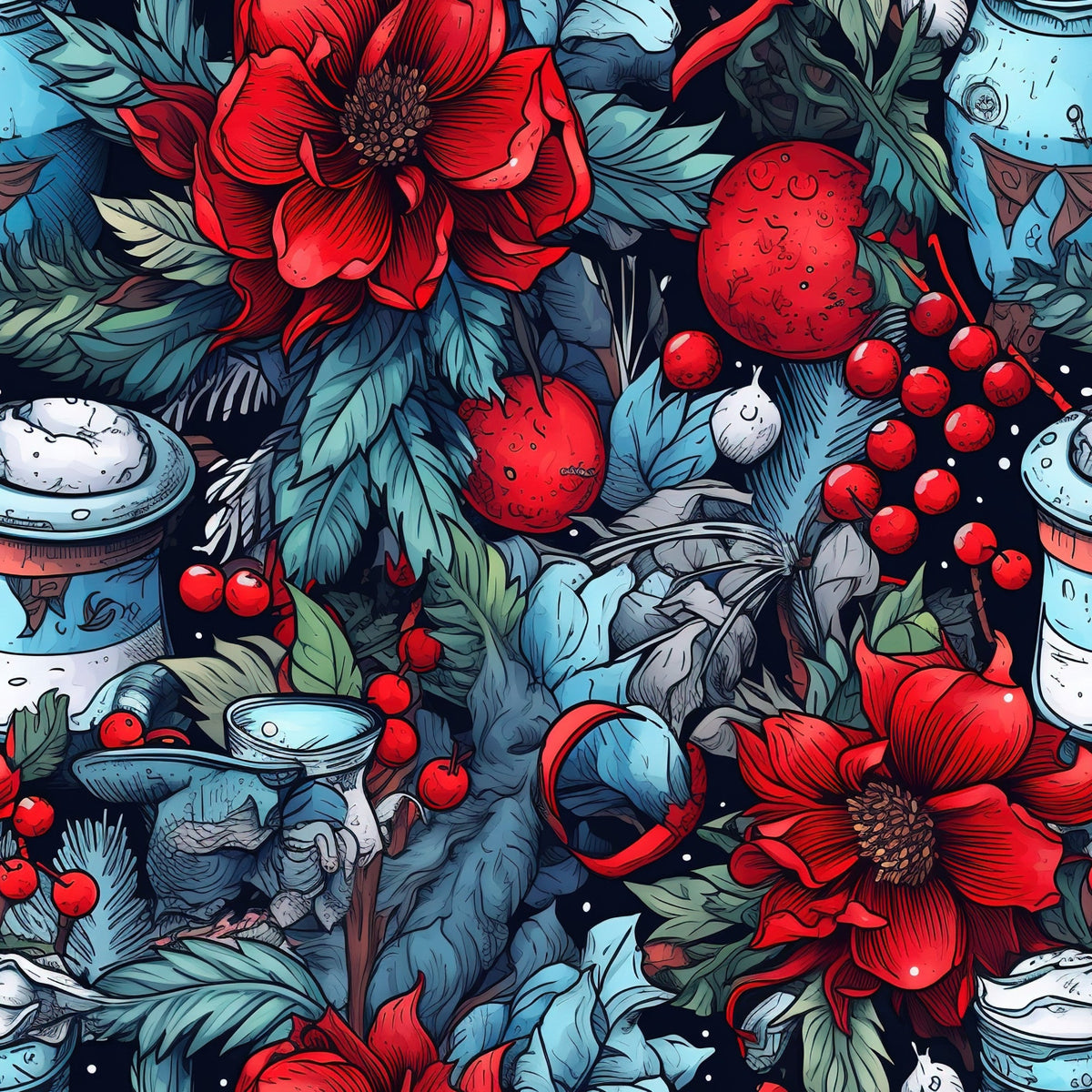 Midnight Yuletide Pattern 2 Minky Fabric