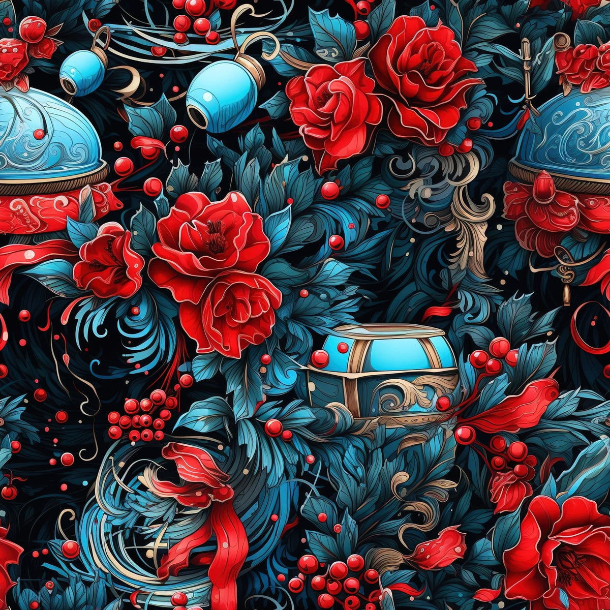 Midnight Yuletide Pattern 5 Minky Fabric