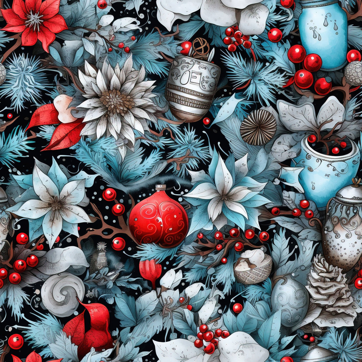 Midnight Yuletide Pattern 7 Minky Fabric