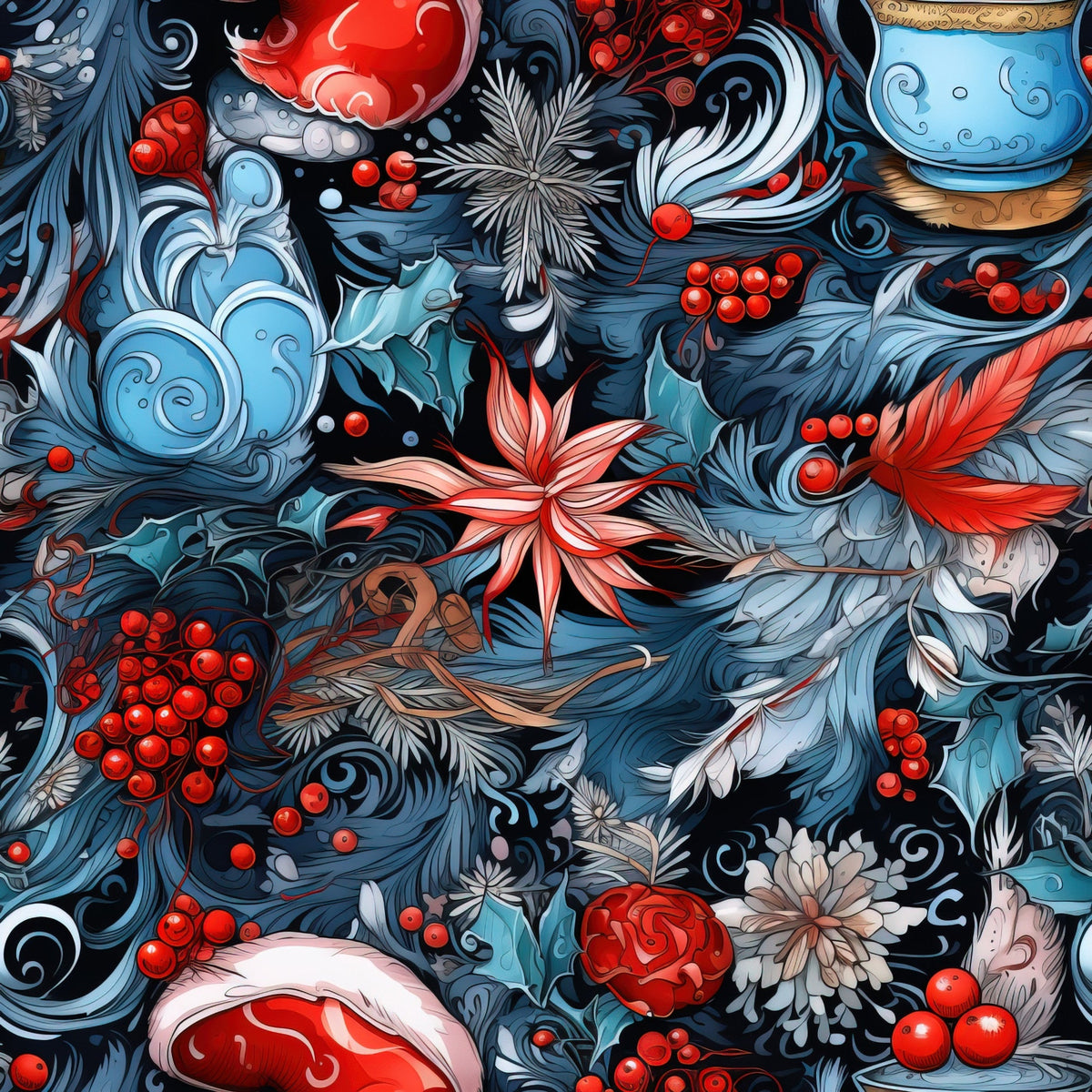 Midnight Yuletide Pattern 9 Minky Fabric