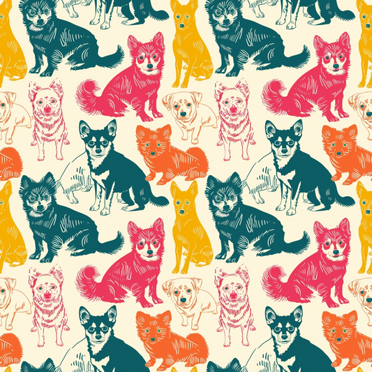 Posing Dogs Pattern 1 Quilting Cotton Fabric