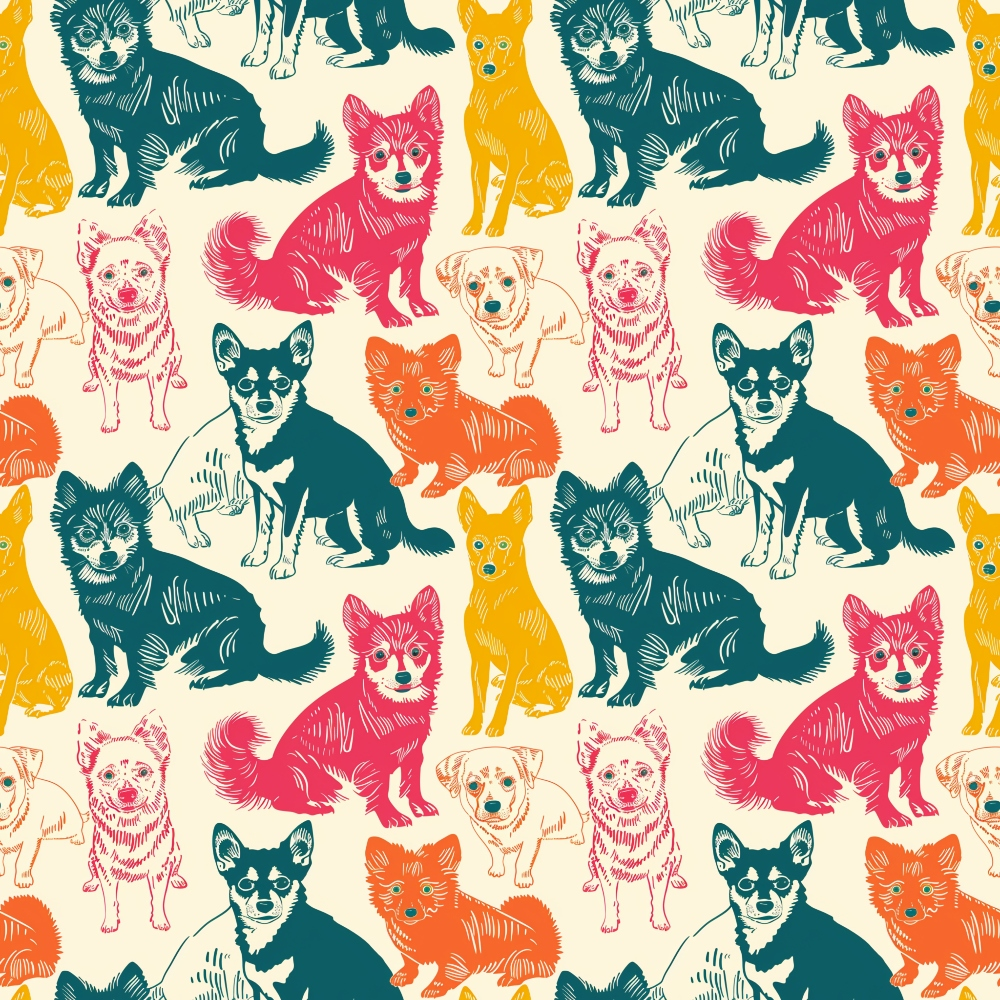 Pop Art Pups Pattern 1 Minky Fabric