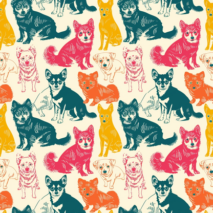 Pop Art Pups Pattern 1 Minky Fabric