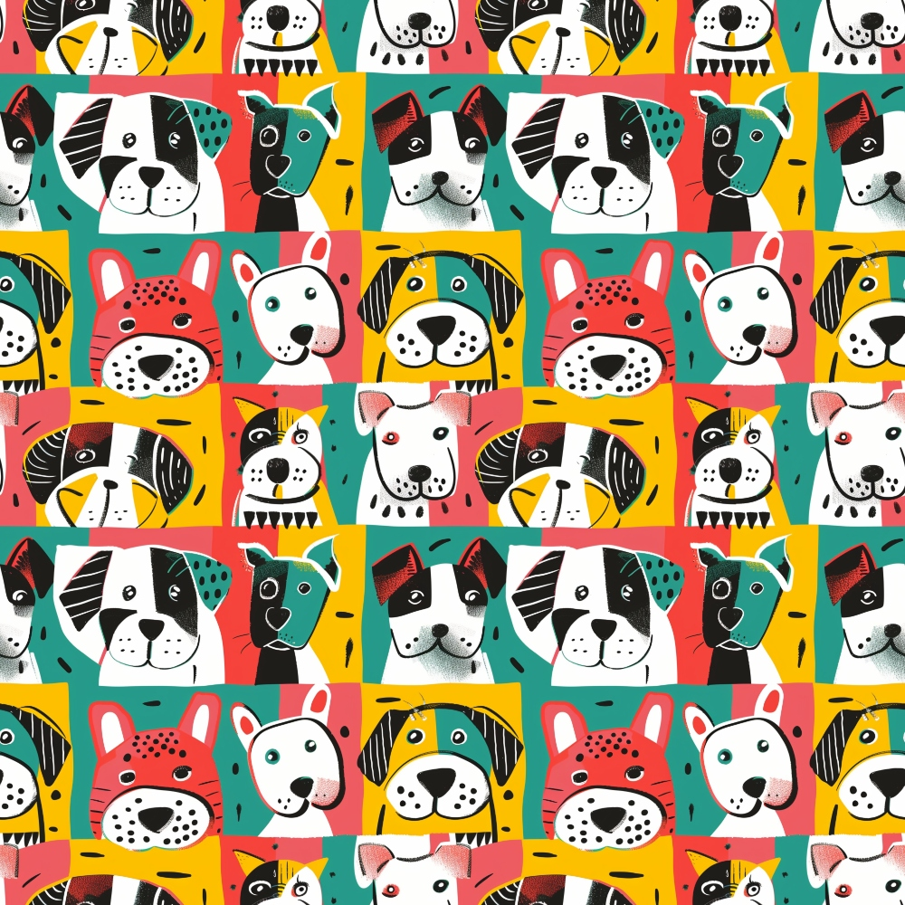 Pop Art Pups Pattern 3 Minky Fabric