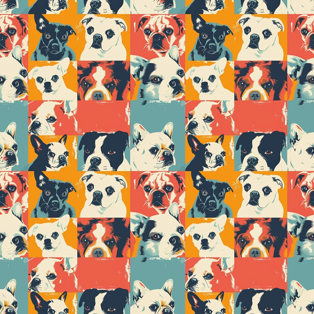Pop Art Pups Pattern 4 Minky Fabric