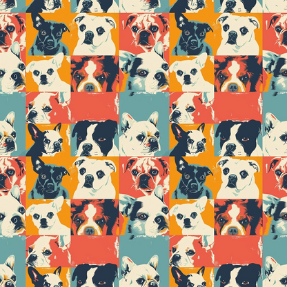 Pop Art Pups Pattern 4 Minky Fabric