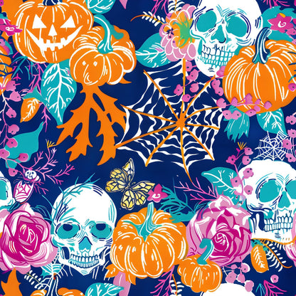 Neon Pumpkin Blooms Pattern 1 Minky Fabric