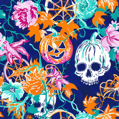 Neon Pumpkin Blooms Pattern 3 Minky Fabric