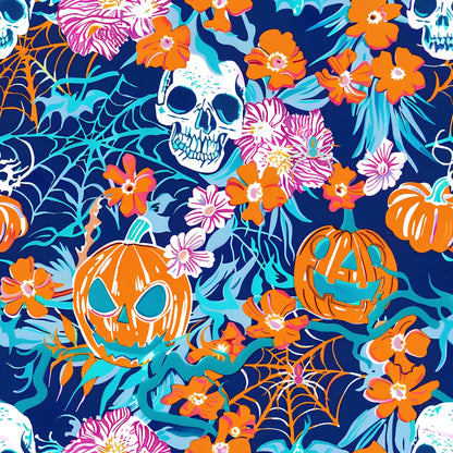 Preppy Bright Halloween Pattern 6 Quilting Cotton Fabric