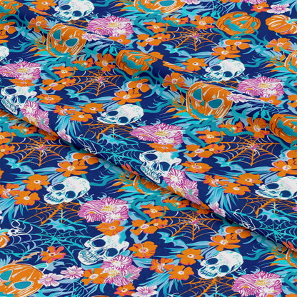 Preppy Bright Halloween Pattern 6 Quilting Cotton Fabric