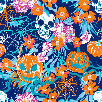 Neon Pumpkin Blooms Pattern 6 Minky Fabric