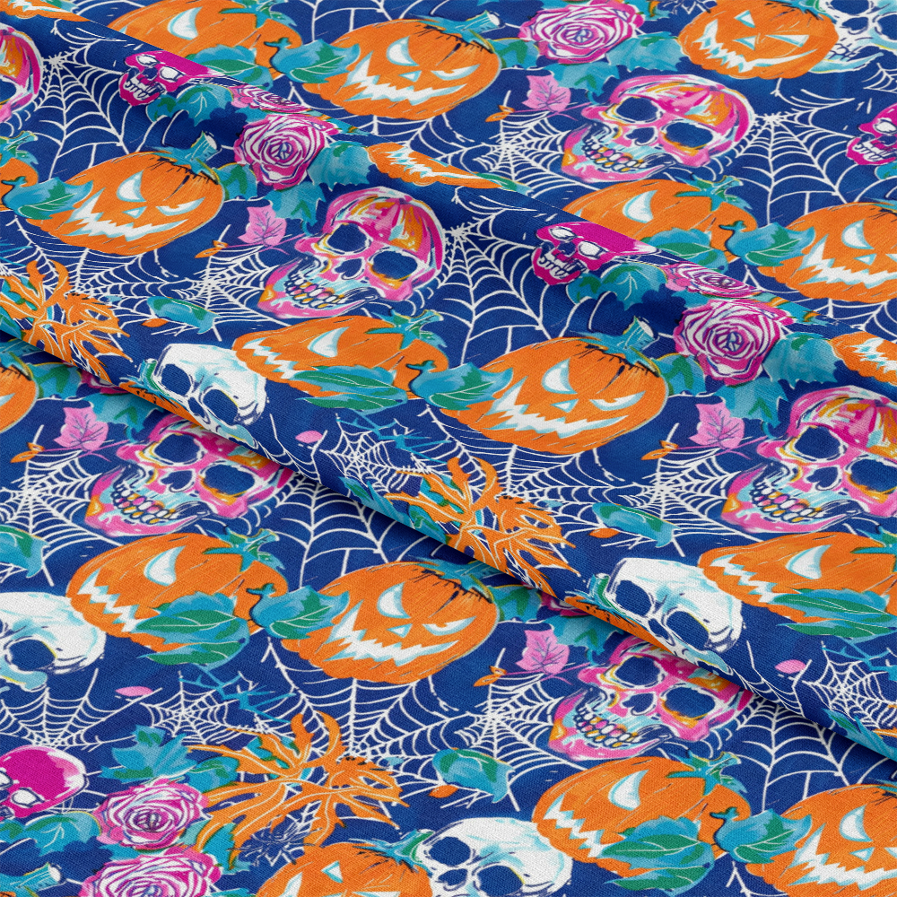 Preppy Bright Halloween Pattern 7 Quilting Cotton Fabric