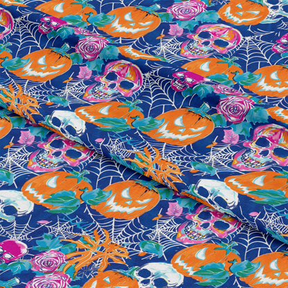 Preppy Bright Halloween Pattern 7 Quilting Cotton Fabric