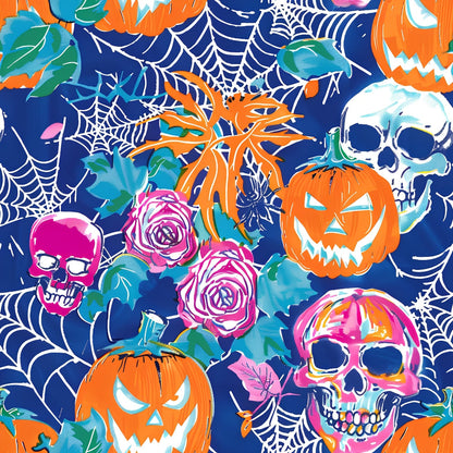 Neon Pumpkin Blooms Pattern 7 Minky Fabric