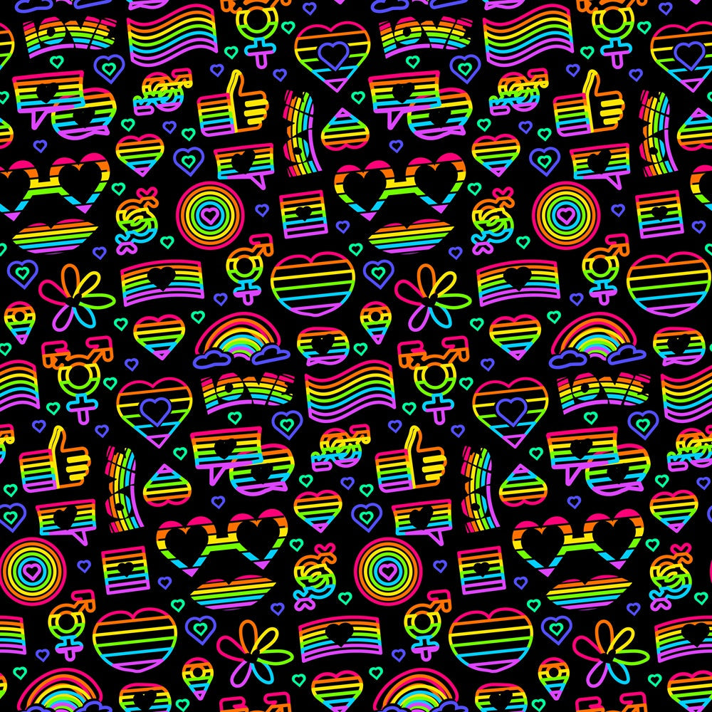Pride Neon Outline Quilting Cotton Fabric