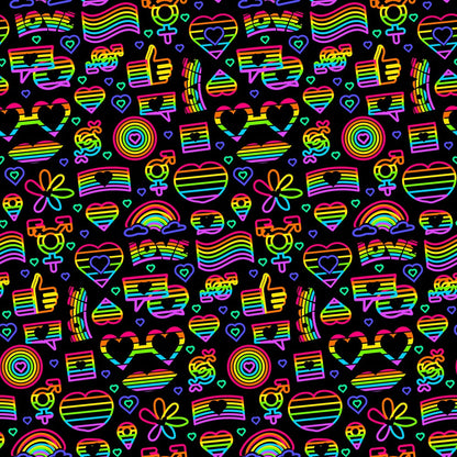 Pride Neon Outline Quilting Cotton Fabric