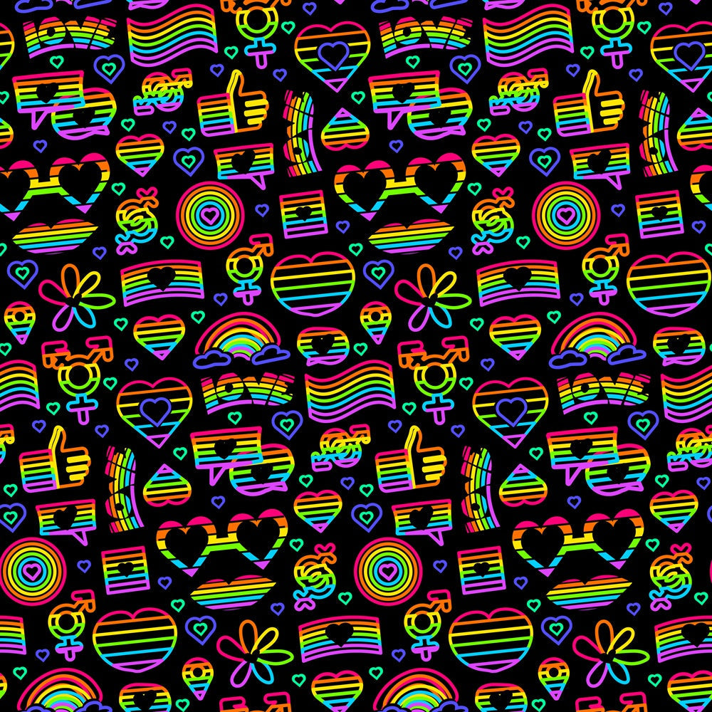Pride Neon Outline Minky Fabric