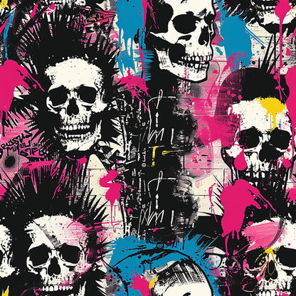 Punk Rock Skull Pattern 3 Quilting Cotton Fabric