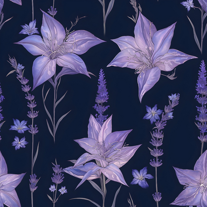 Midnight Lavender Pattern 1 Minky Fabric