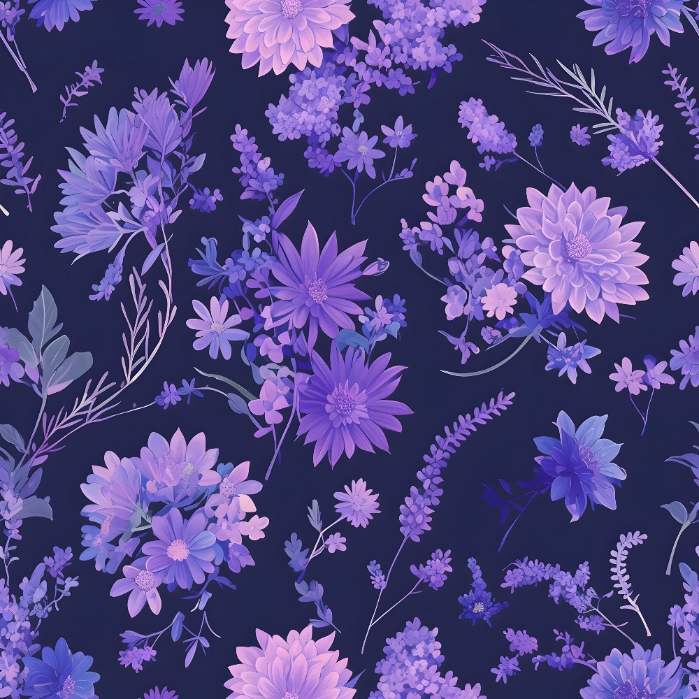 Midnight Lavender Pattern 2 Minky Fabric