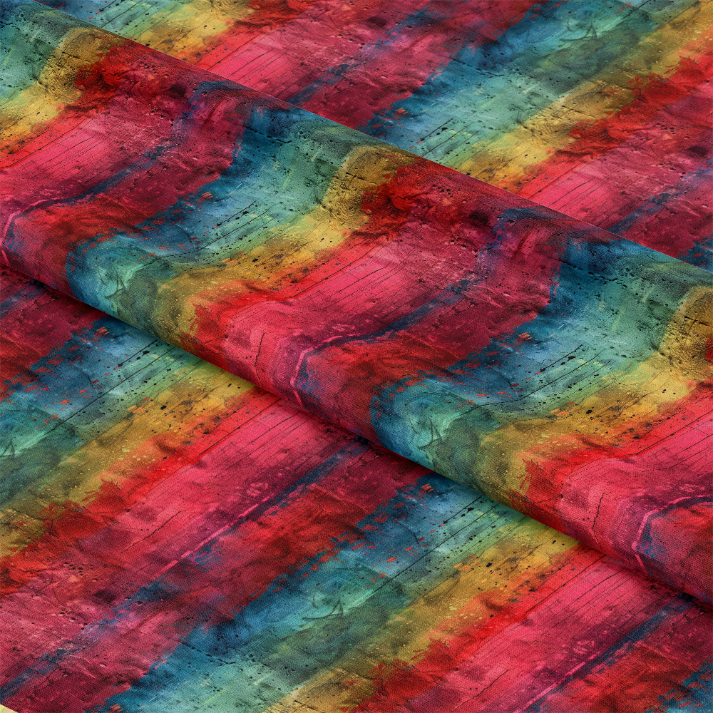 Rainbow Grunge Wall Pattern 12 Quilting Cotton Fabric