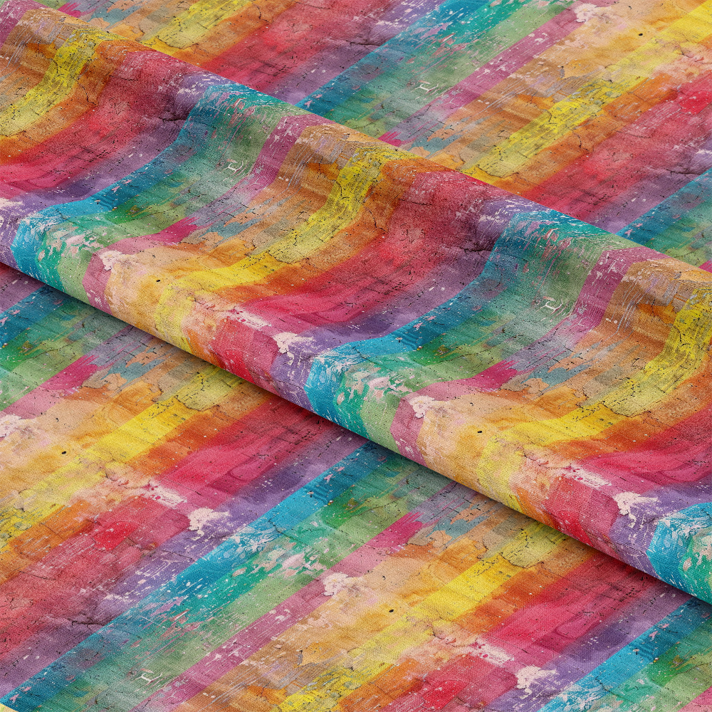 Rainbow Grunge Wall Pattern 5 Quilting Cotton Fabric