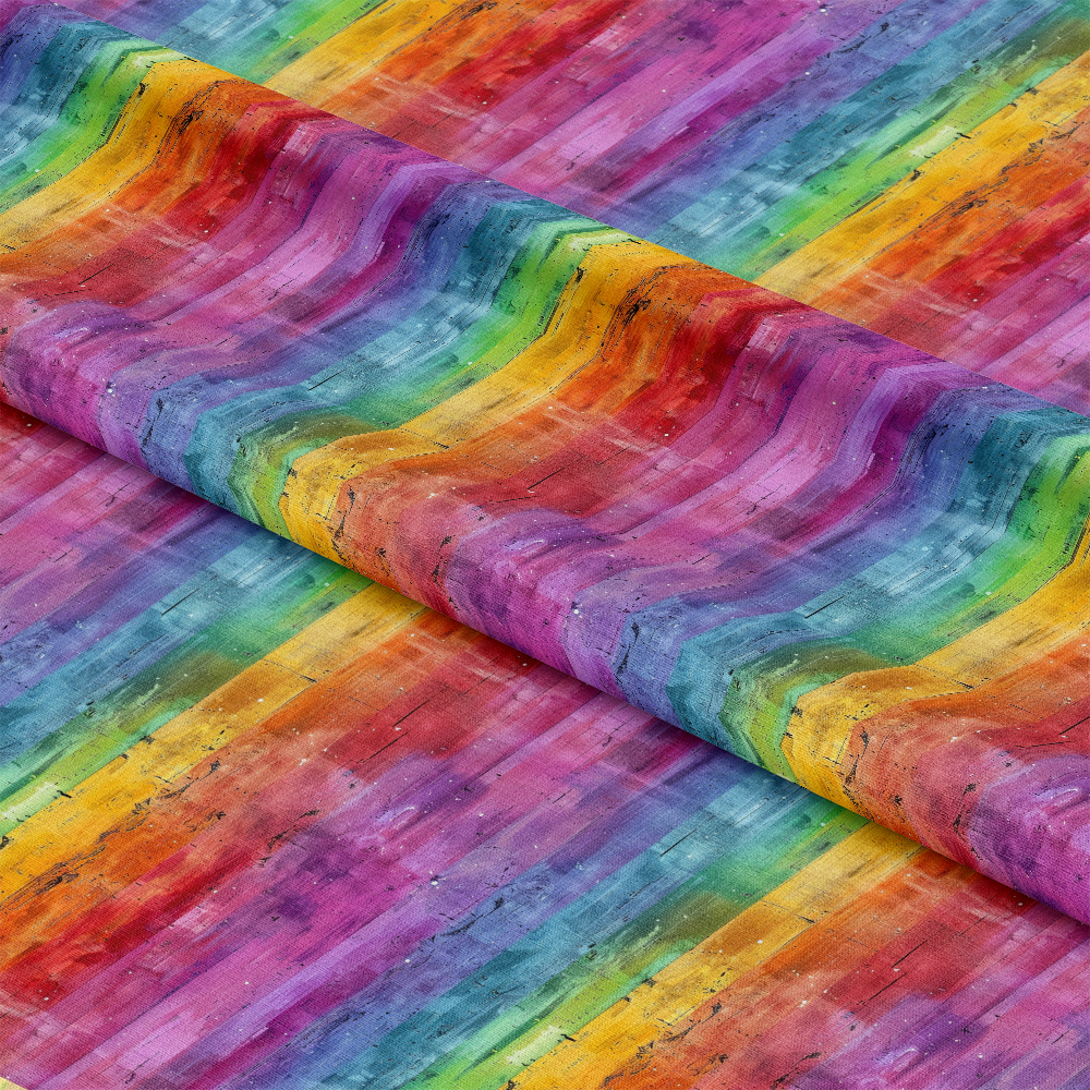 Rainbow Grunge Wall Pattern 7 Quilting Cotton Fabric